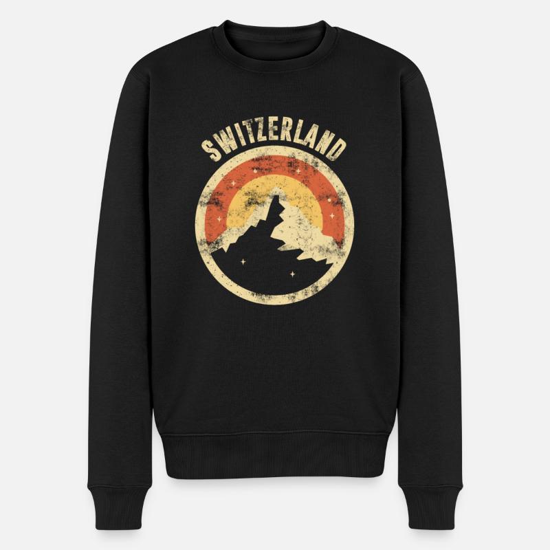 Schweizer Berge und Alpen Schweiz - Männer Premium Bio Pullover - Schwarz