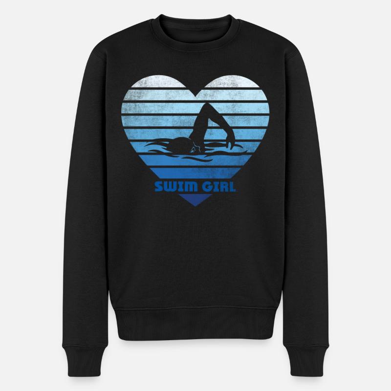 Schwimmerin Schwimmen Mädchen - Männer Premium Bio Pullover - Schwarz