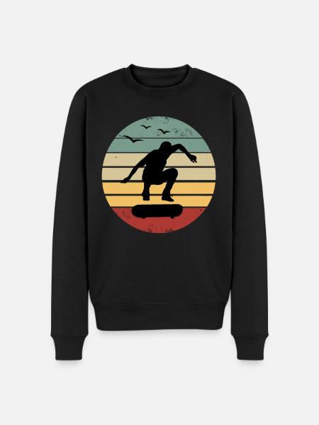 Retro skateboard skater skateboarding skateboarder - Men's Premium Organic Jumper - black