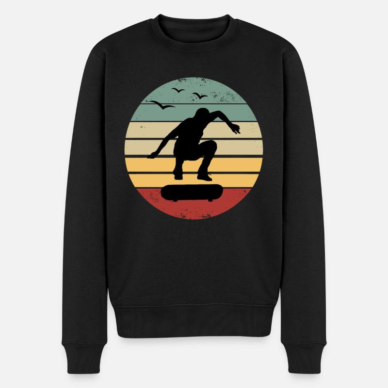 Retro Skateboard Skater Skateboarding Skateboarder - Männer Premium Bio Pullover - Schwarz