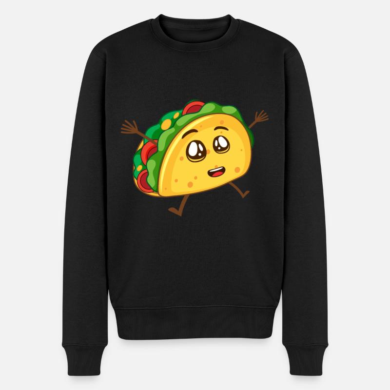Happy Taco - Männer Premium Bio Pullover - Schwarz