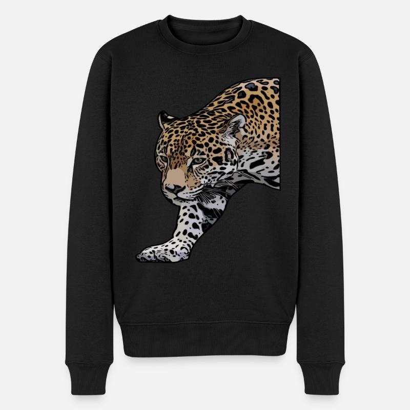 Léopard d'afrique léopard prédateur animal motif animal - Pull Premium bio Homme - noir