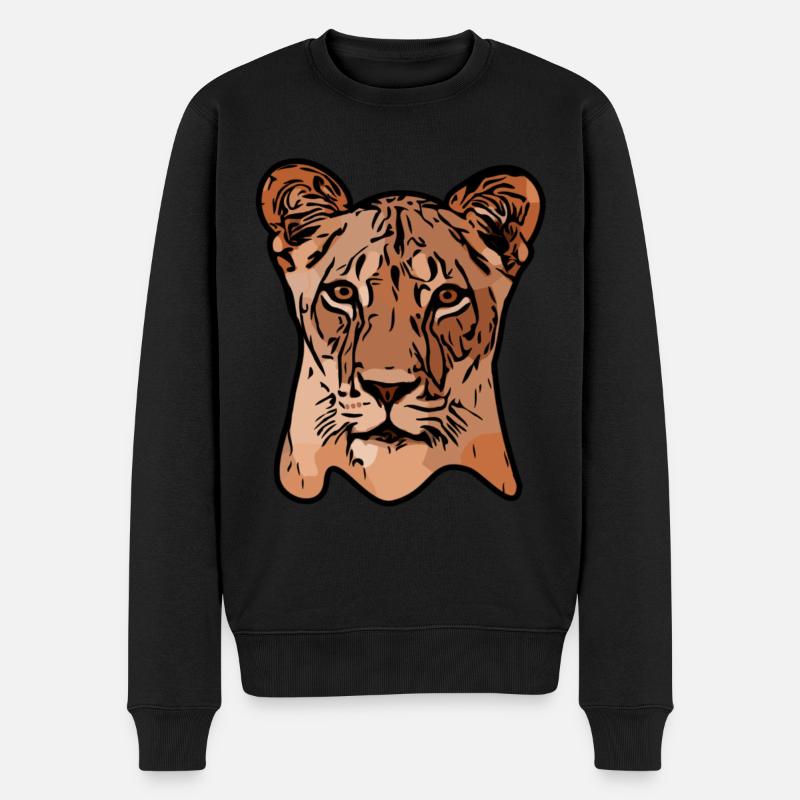 Löwe Raubtier Löwen Tiergesicht Tiermotiv - Männer Premium Bio Pullover - Schwarz