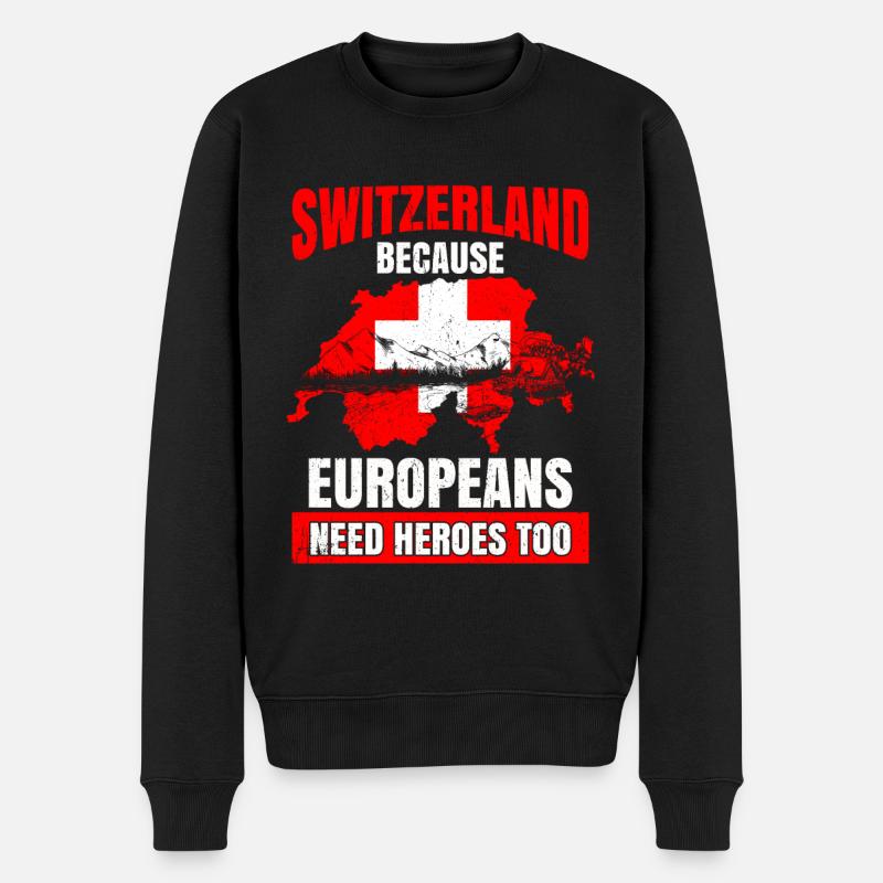 Schweiz - Männer Premium Bio Pullover - Schwarz