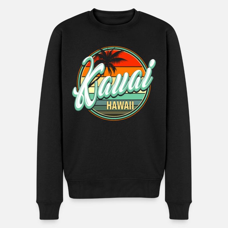SommerStrandurlaub - Kauai Hawaii - Männer Premium Bio Pullover - Schwarz