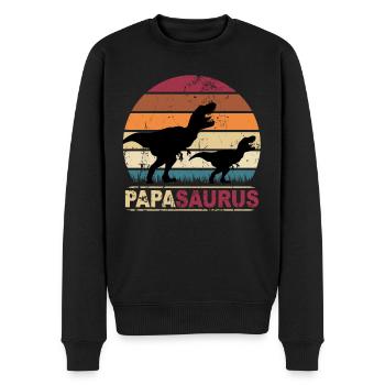Papa Saurus Dinosaurier Familien Dino Papasaurus - Männer Premium Bio Pullover - Schwarz - Vorne - Nico (187cm)