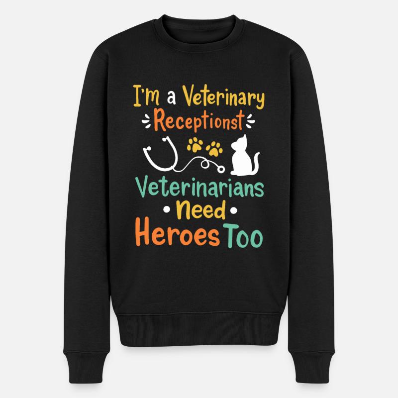 Veterinary Receptionist Veterinary Assistant Gift - Men's Premium Organic Jumper - black