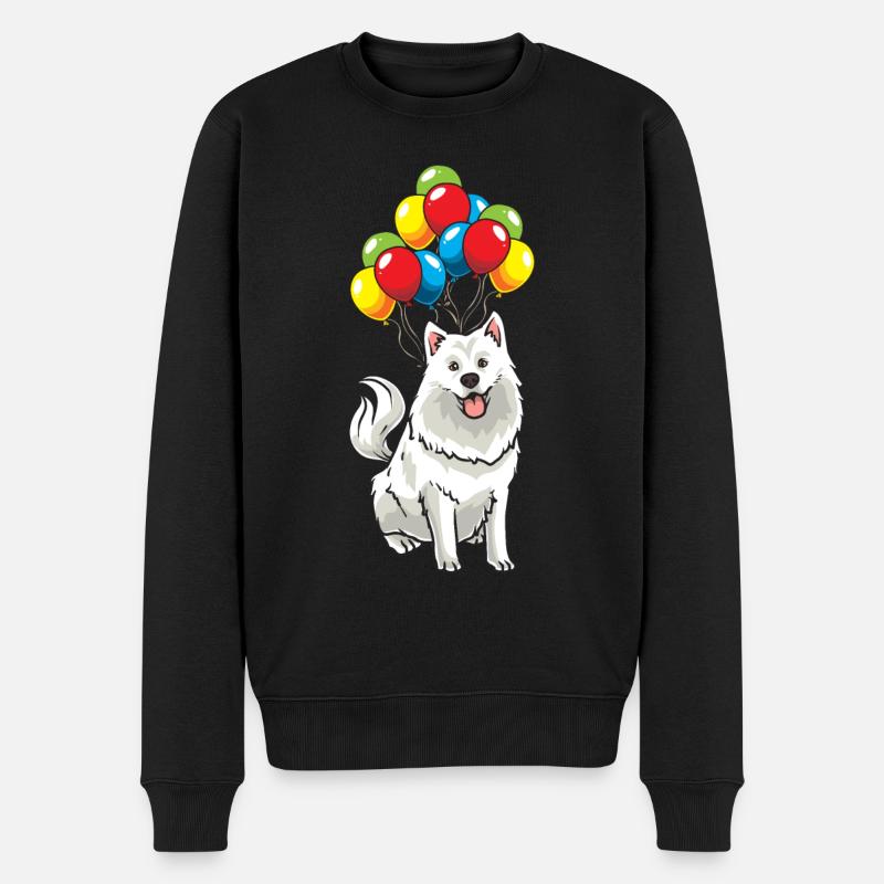 Samojede Hund mit Luftballons lustig - Männer Premium Bio Pullover - Schwarz