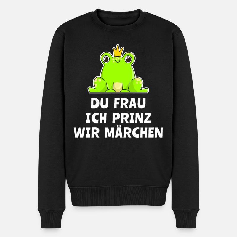 Frosch Prinz Märchen Froschkönig - Männer Premium Bio Pullover - Schwarz