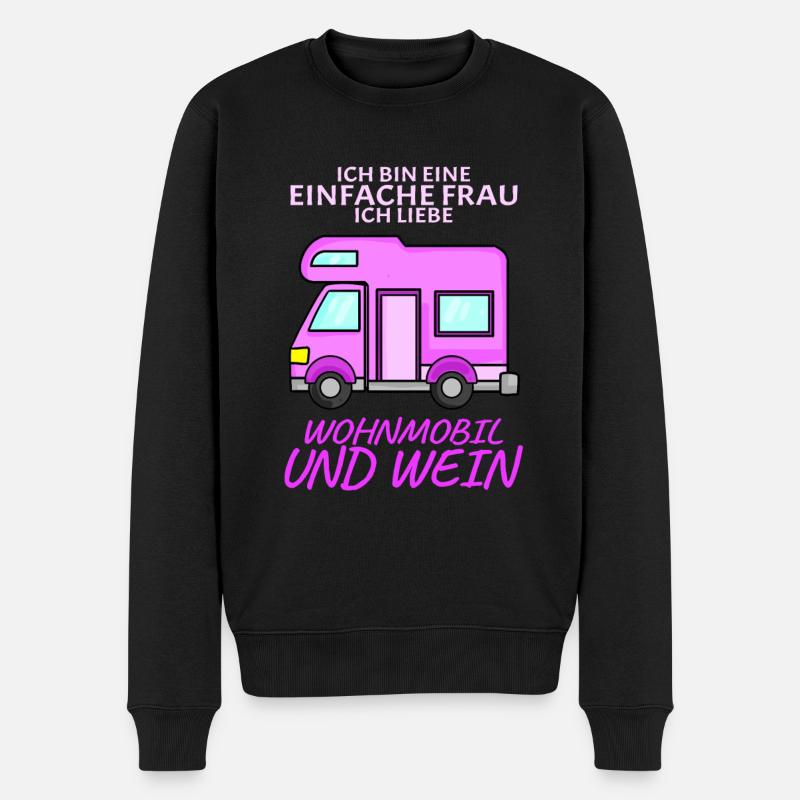 Wohnmobil und Wein - Männer Premium Bio Pullover - Schwarz
