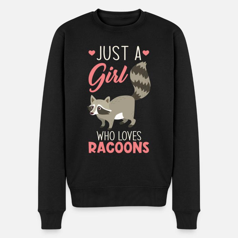 Waschbär niedlich - Männer Premium Bio Pullover - Schwarz