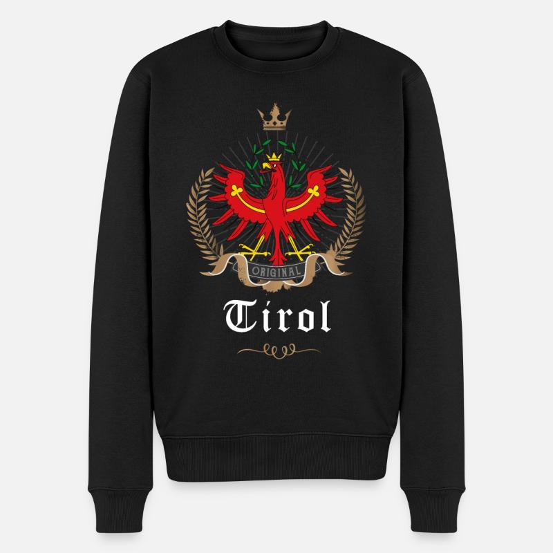 Tirol Lorbeerkranz Tiroler Wappen Adler Original - Männer Premium Bio Pullover - Schwarz