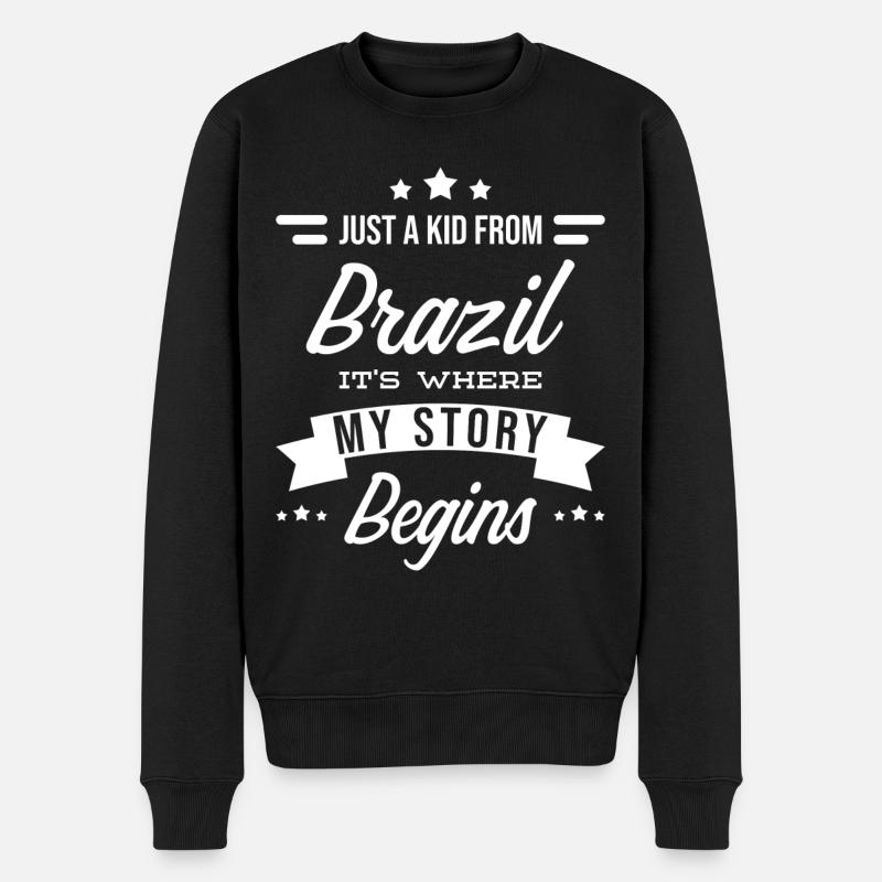 Brasilien - Männer Premium Bio Pullover - Schwarz