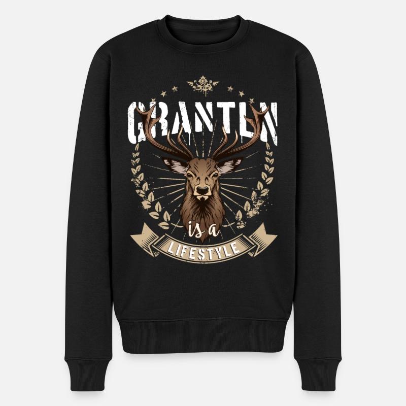 Grantln is a lifestyle Hirsch Grantler Bayern - Männer Premium Bio Pullover - Schwarz