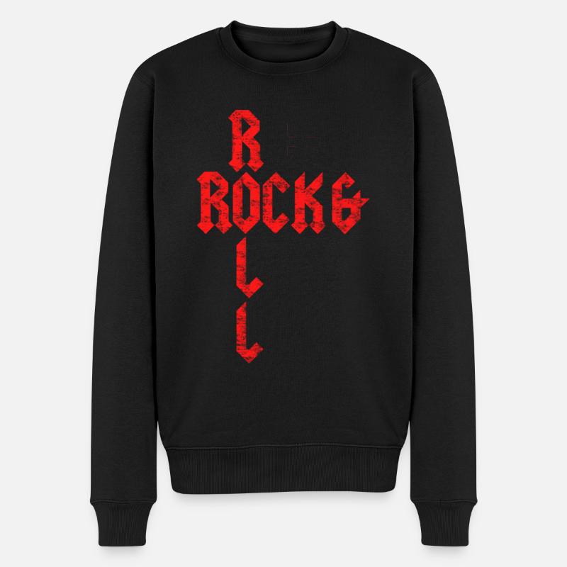 Rock and Roll - Männer Premium Bio Pullover - Schwarz