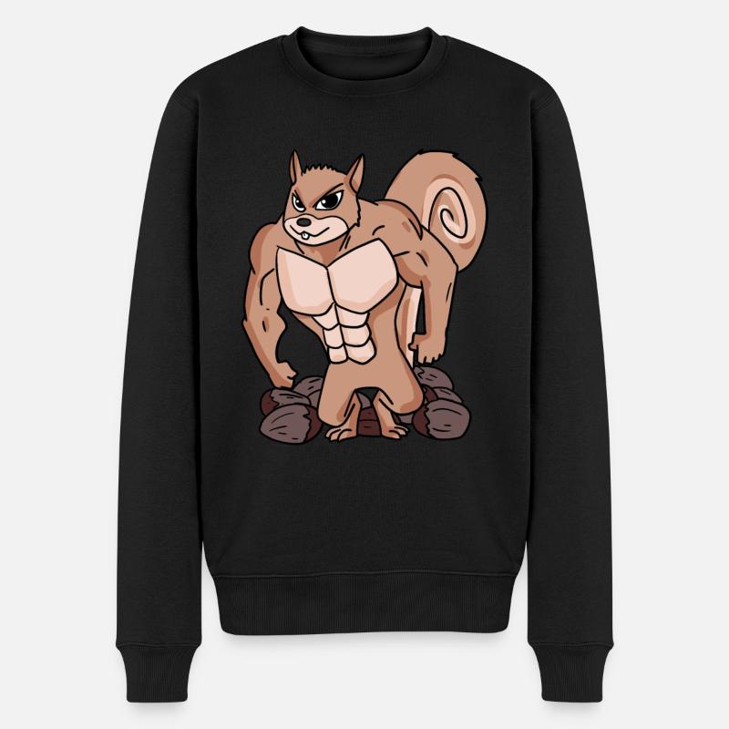 Eichhörnchen mit Muskeln - Männer Premium Bio Pullover - Schwarz