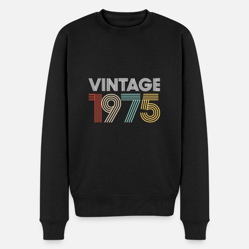 Vintage 1975 Geburtstag - Männer Premium Bio Pullover - Schwarz