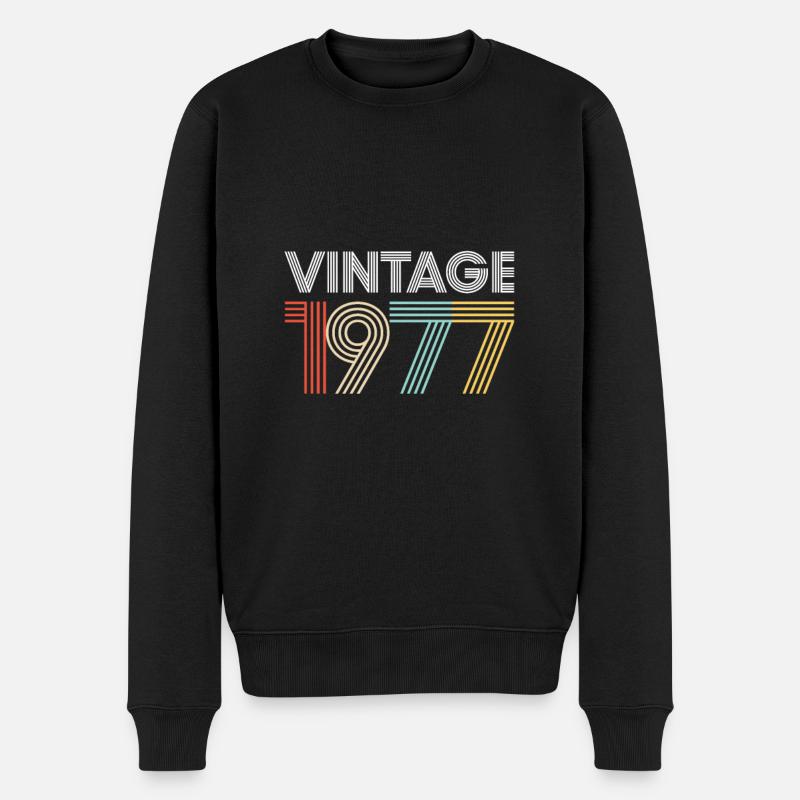 Vintage 1977 Geburtstag - Männer Premium Bio Pullover - Schwarz