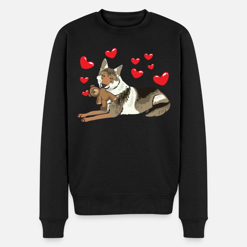 Chien-loup tchécoslovaque avec peluche - Pull Premium bio Homme - noir
