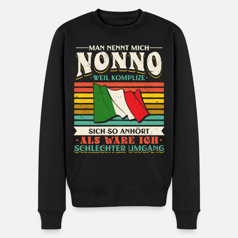 Italienischer Opa Bester Nonno - Männer Premium Bio Pullover - Schwarz