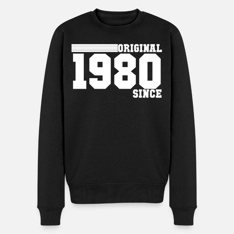 1980 - Männer Premium Bio Pullover - Schwarz