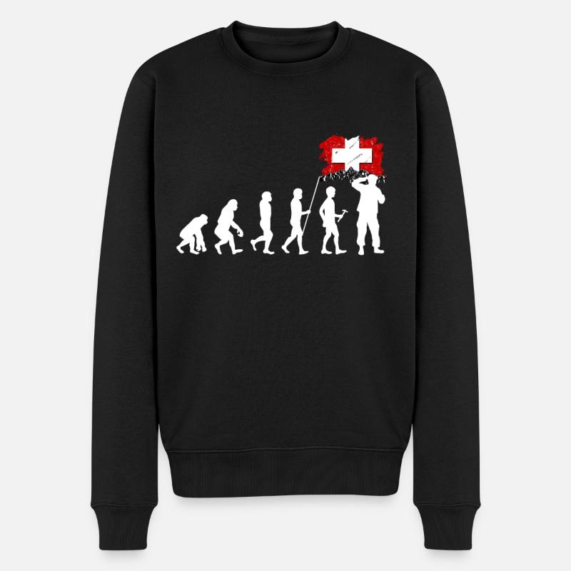 Schweiz Swiss Schweizer Geschenk Alpen Berge Fahne - Männer Premium Bio Pullover - Schwarz