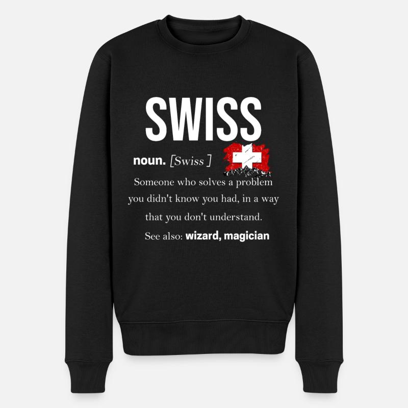 Schweiz - Männer Premium Bio Pullover - Schwarz
