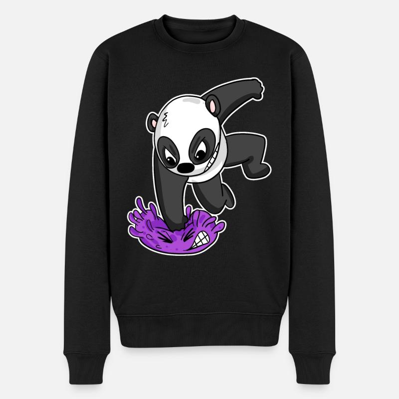 Panda Virus Kampf - Männer Premium Bio Pullover - Schwarz