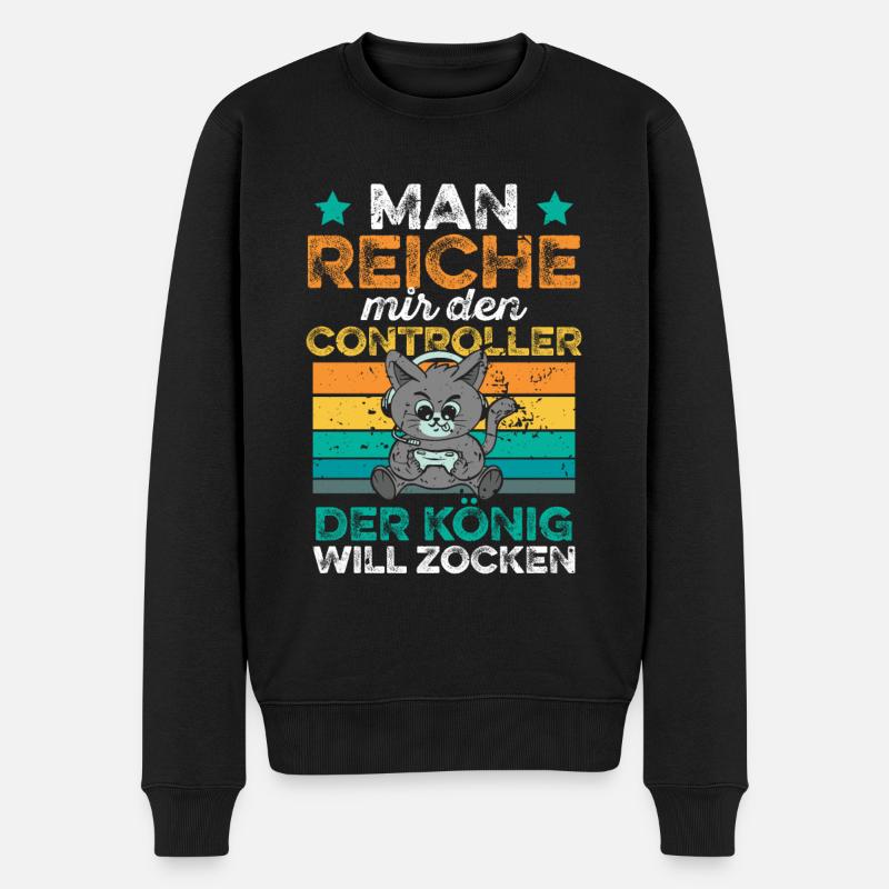 Man reiche mir den Controller Zocken Gamer Gaming - Männer Premium Bio Pullover - Schwarz