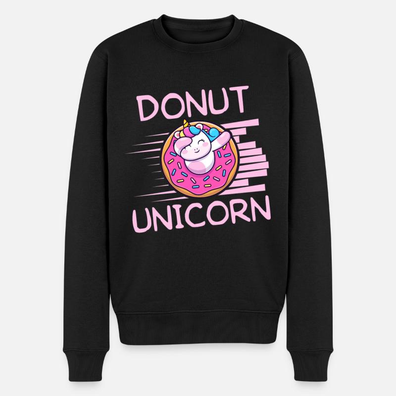 Donut Einhorn - Männer Premium Bio Pullover - Schwarz