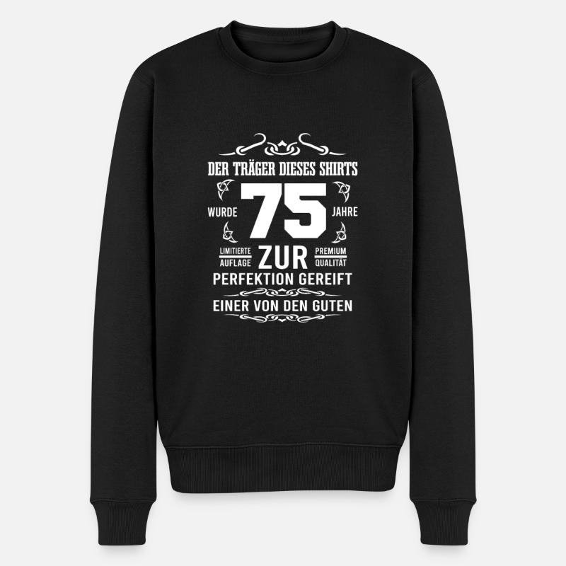 75 Jahre Geschenkidee zum 75. Geburtstag - Männer Premium Bio Pullover - Schwarz