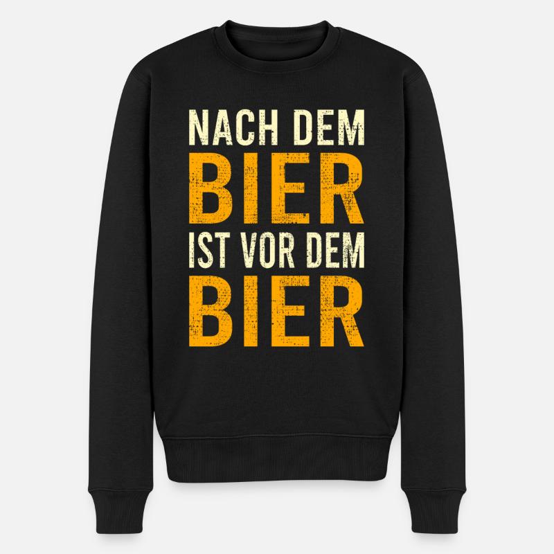 Lustiger Bier Spruch - Männer Premium Bio Pullover - Schwarz