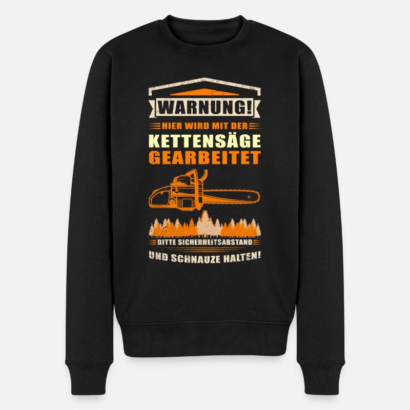 Kettensäge Motorsäge Forstarbeiter Sägen Geschenk - Männer Premium Bio Pullover - Schwarz