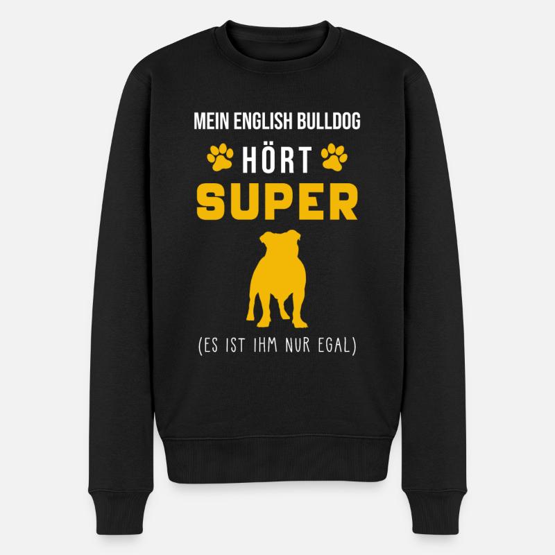 Englische Bulldogge Spruch - Männer Premium Bio Pullover - Schwarz