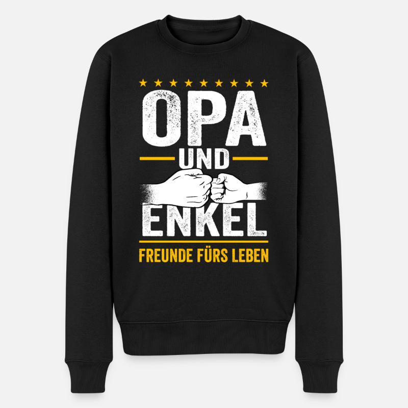 Opa und Enkel Freunde fürs Leben - Männer Premium Bio Pullover - Schwarz