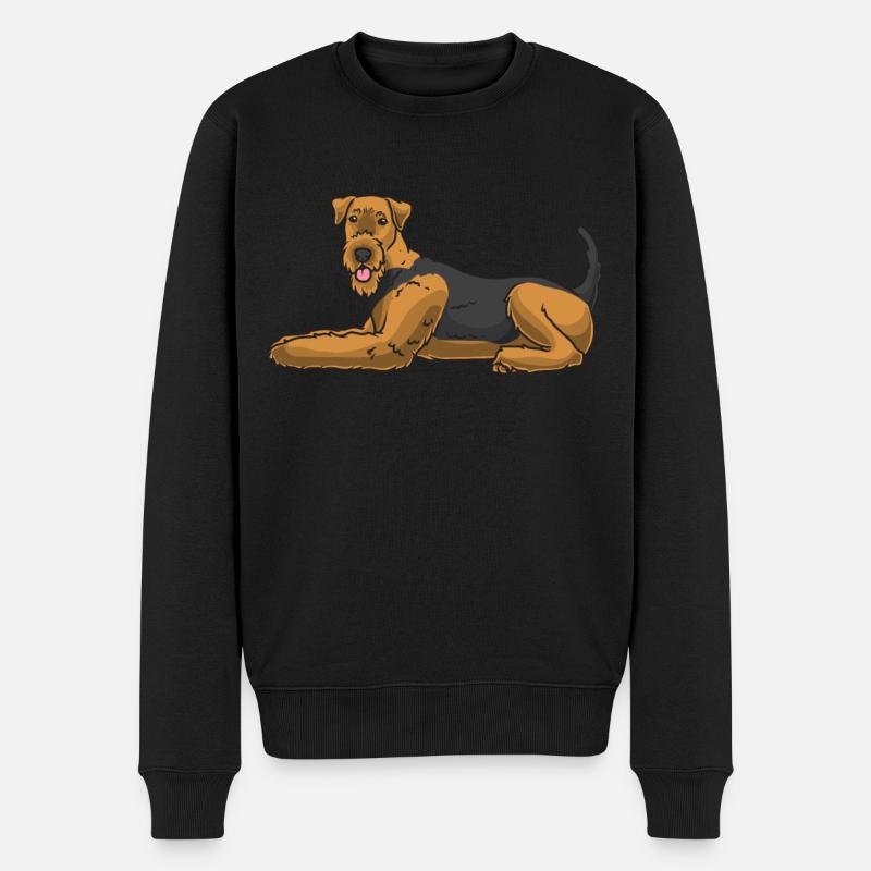 Airedale Terrier Hund - Männer Premium Bio Pullover - Schwarz