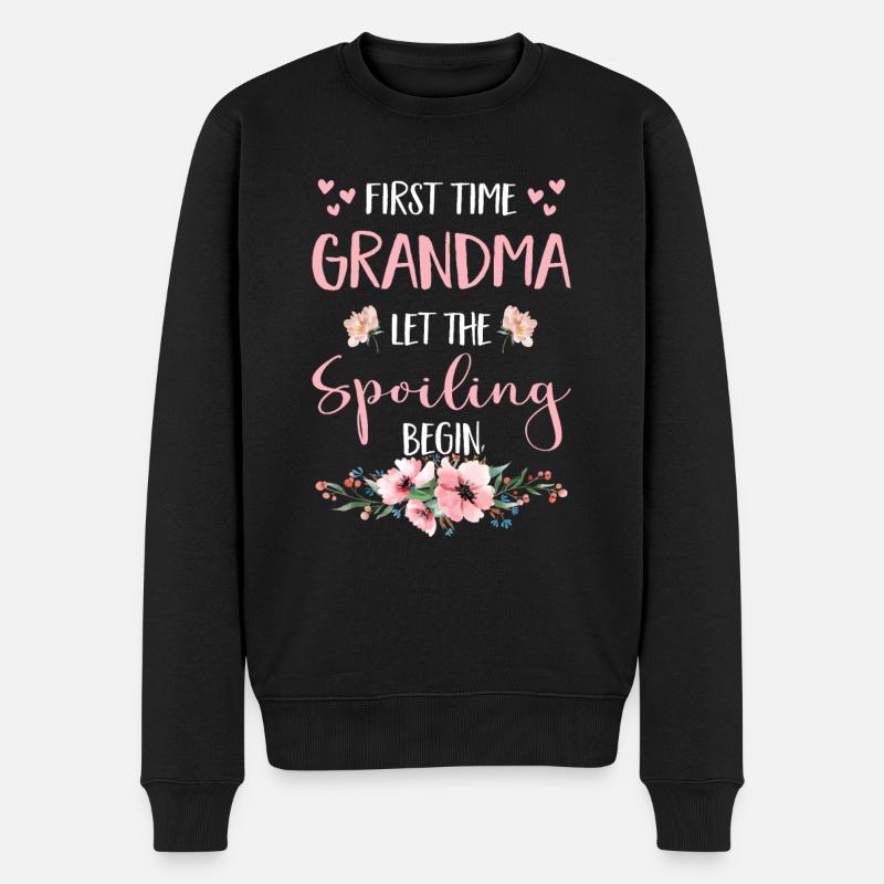 Werdende Oma Omi Blumen Großeltern tollste - Männer Premium Bio Pullover - Schwarz