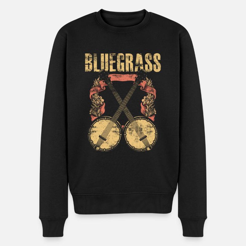 Bluegrass Banjo Gitarre - Männer Premium Bio Pullover - Schwarz