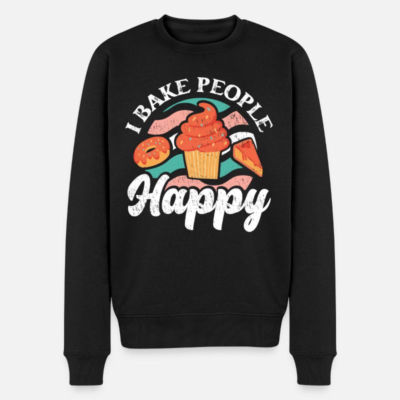 I bake people happy für Bäcker - Männer Premium Bio Pullover - Schwarz