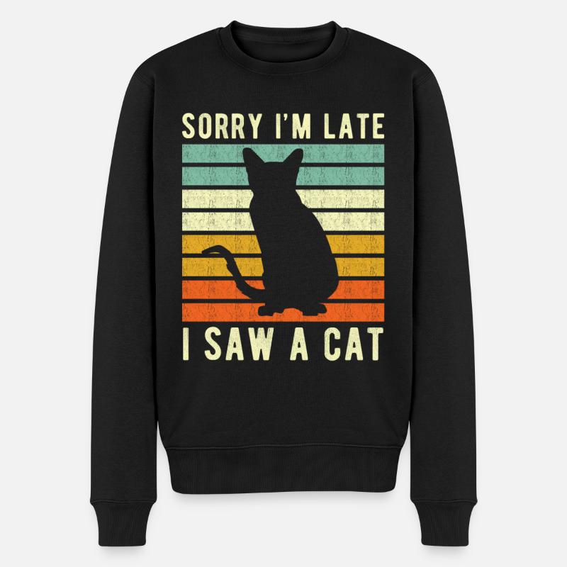 Katze lustiger Spruch - Männer Premium Bio Pullover - Schwarz
