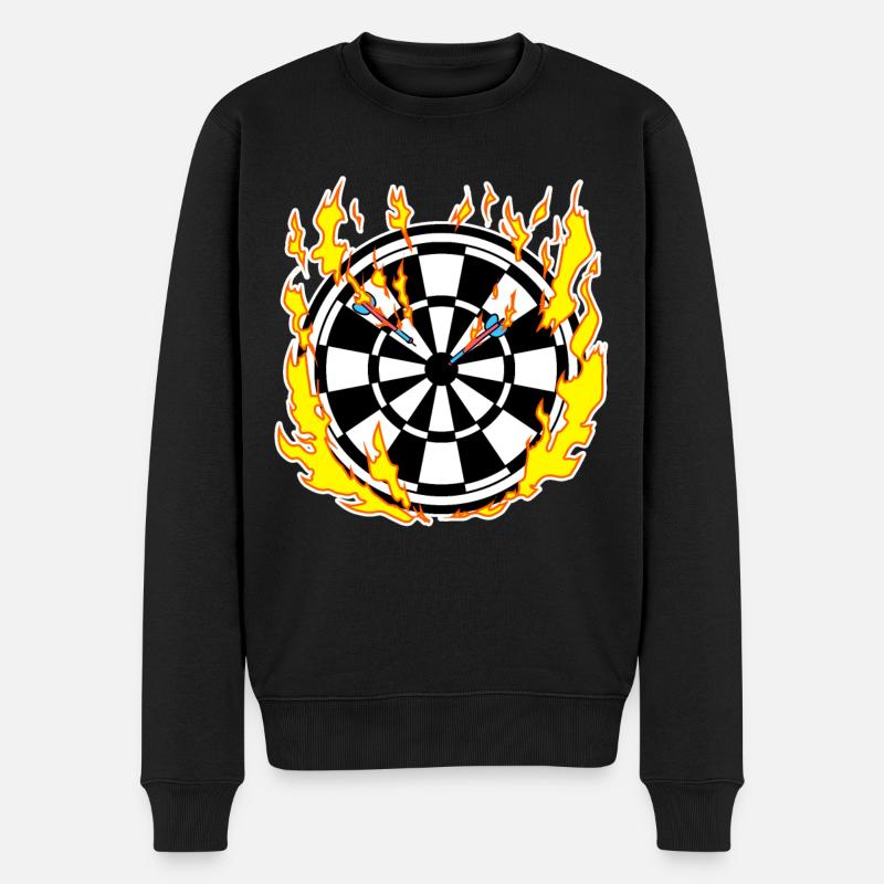 Dartscheibe in Flammen - Männer Premium Bio Pullover - Schwarz