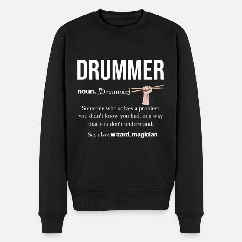 Schlagzeug Musik Drummer Band Geschenk Drumset - Männer Premium Bio Pullover - Schwarz