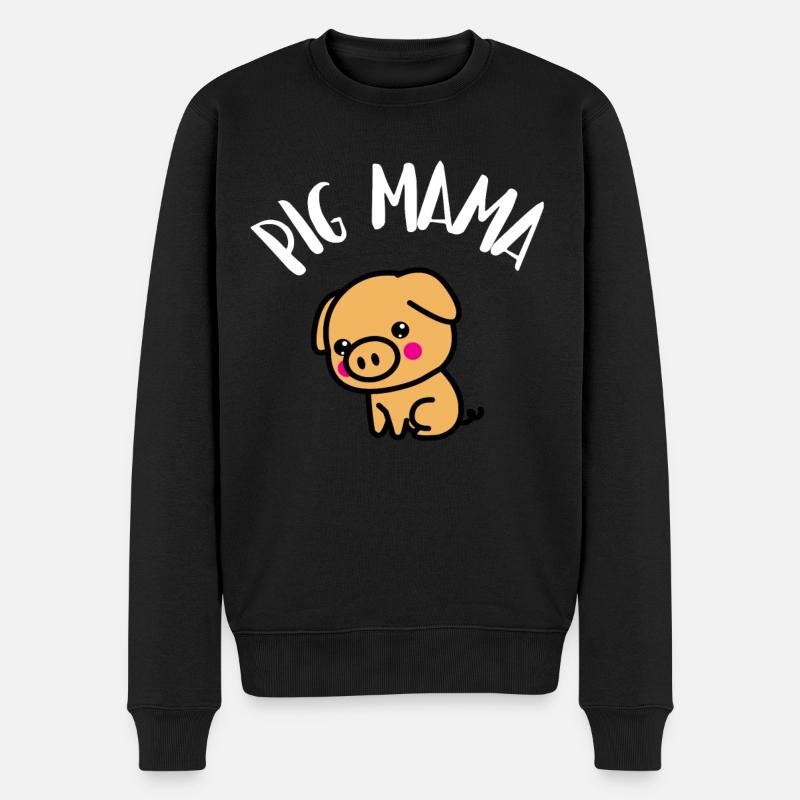 Pig Mama - Männer Premium Bio Pullover - Schwarz