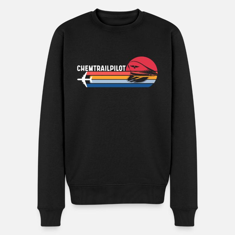 Retro Chemtrail Pilot Chemtrail Abwehr Shirt - Männer Premium Bio Pullover - Schwarz