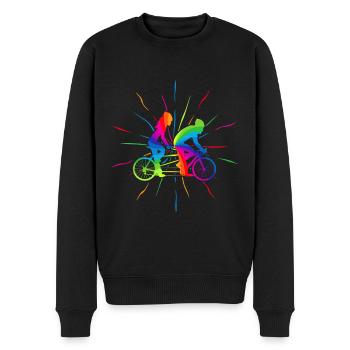 Tandem vélo cyclisme arc-en-ciel Couple - Pull Premium bio Homme - noir - Devant - Nico (187cm)