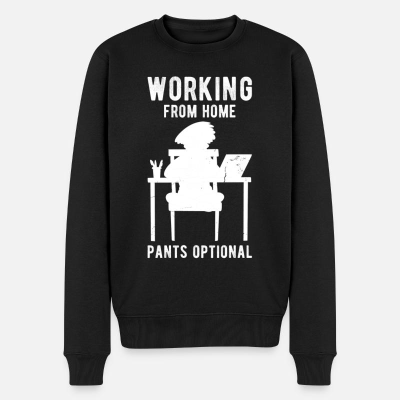 Zuhause arbeiten Spruch lustig - Männer Premium Bio Pullover - Schwarz