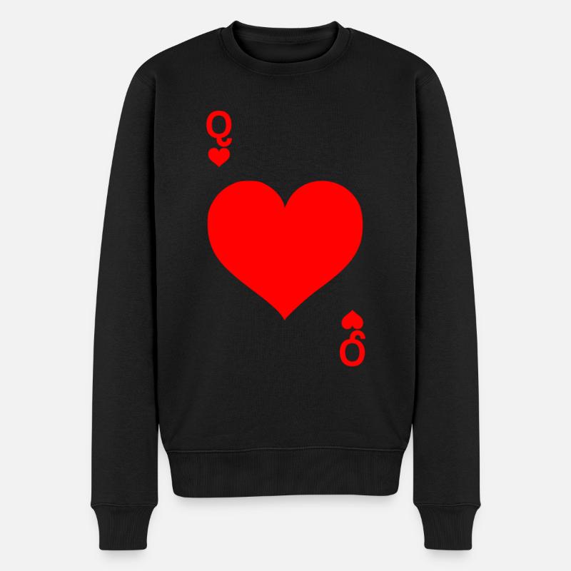 Kartenspiel Poker Herz Queen Dame - Karneval - Männer Premium Bio Pullover - Schwarz