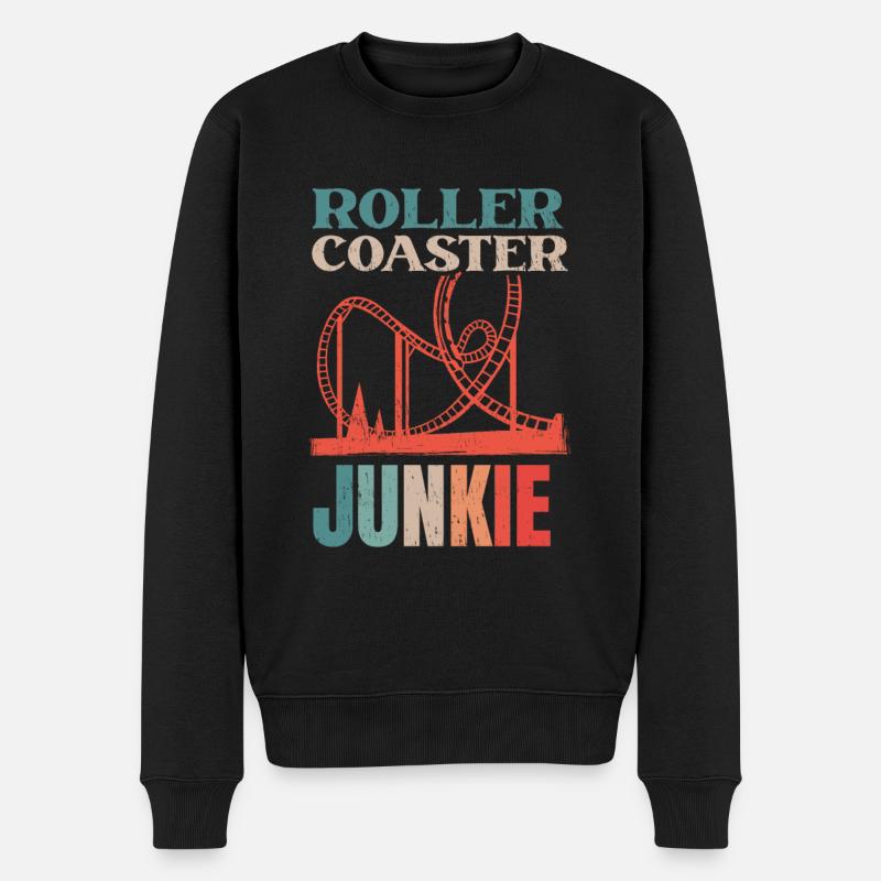 Achterbahn Roller Coaster Junkie - Männer Premium Bio Pullover - Schwarz