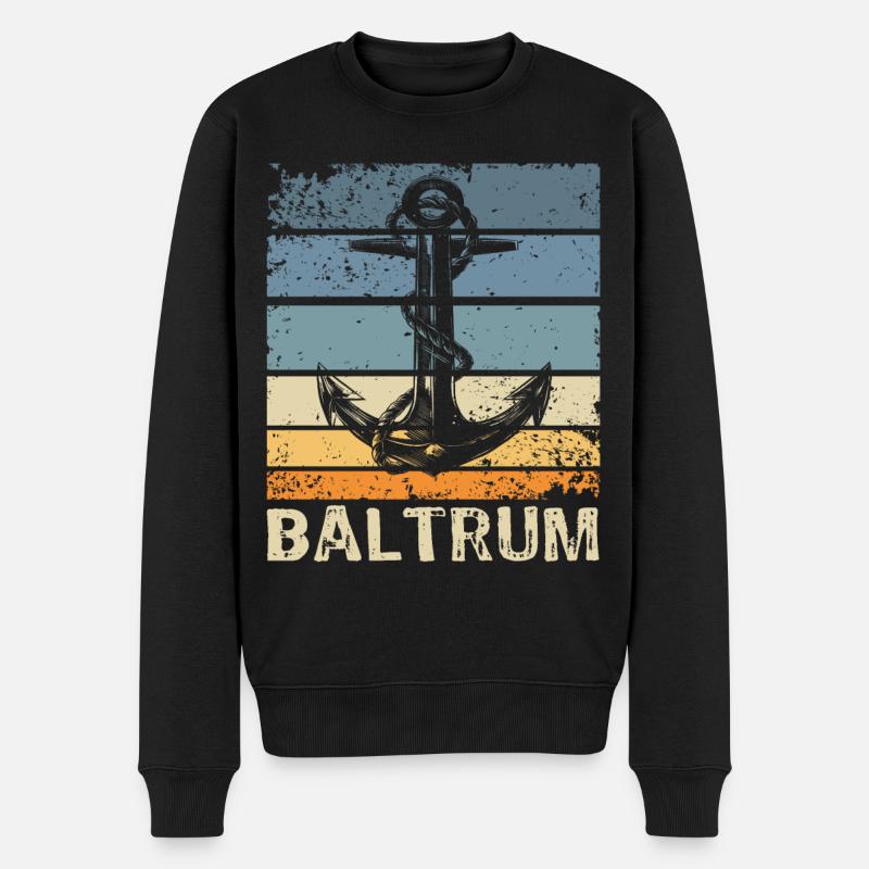 Baltrum Souvenir Nordseeküste Anker - Männer Premium Bio Pullover - Schwarz