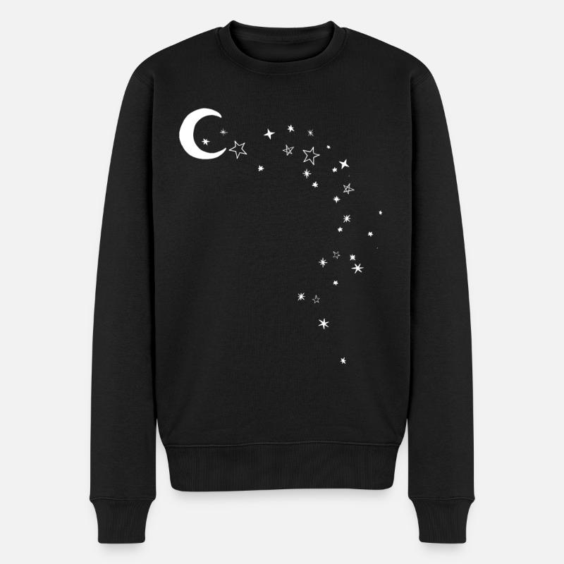 Mond und Sterne - Männer Premium Bio Pullover - Schwarz